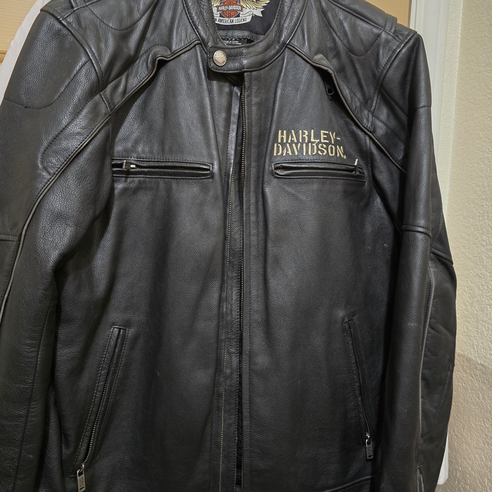 AUTHENIC Harley-Davidson Black Leather Bomber Jacket NEW